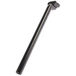 Zwarte Kalloy ATB zadelpen, 27.2 mm diameter, 400 mm lengte, zichtbaar met bevestigingsmechanisme en glanzende afwerking