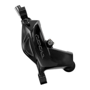 Zwarte Sram Code Silver remklauw voor schijfrem, zichtbaar met remblokken en montagebeugel, geschikt voor mountainbikes.