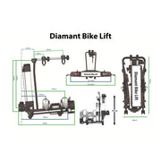 Pro-User Diamant Bike Lift fietsendrager voor trekhaak, elektrische lift voor gemakkelijke fietstransport, zichtbaar in de afbeelding.