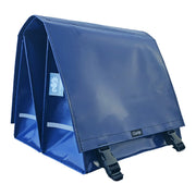 Donkerblauwe Clarijs dubbele fietstas van PVC, 46 liter met uitsparing voor accessoires, geschikt voor fietsgebruik