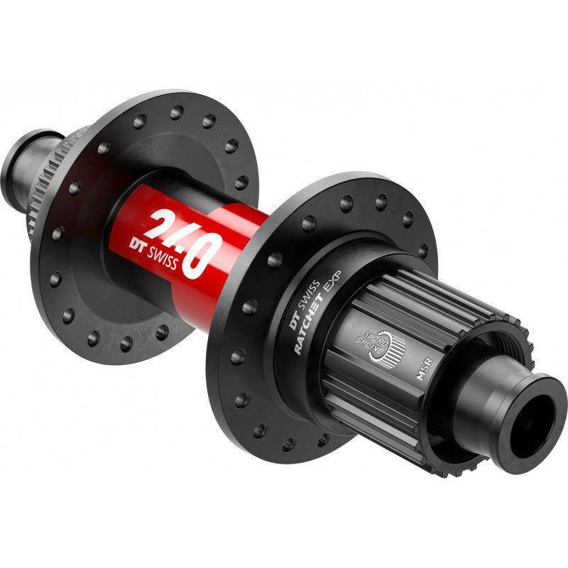Achternaaf DT Swiss 240 SH 12V EXP Race Disc aluminium zwart, 24G, 142/12mm, voor racefiets, lichte en duurzame wielnaaf