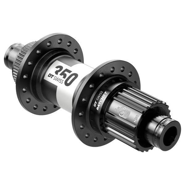Achternaaf DT Swiss 350 SH 12V Race Disc CL aluminium zwart, 24G, 142/12mm, geschikt voor racefietsen.