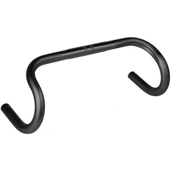 Zoom racestuur van aluminium, zwart, 25,4 x 425 mm, geschikt voor racefietsen, zichtbaar met handgrepen en stuurverloop.