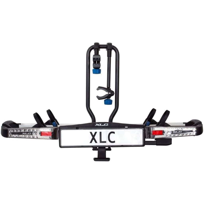 XLC Azura Xtra WT VC-C10 fietsendrager voor 2 fietsen, zwart en zilver, opklapbaar en kantelbaar, geschikt voor trekhaak.