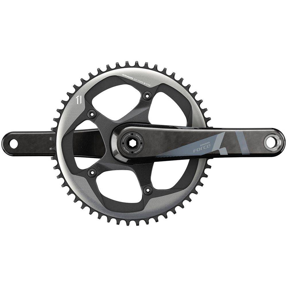 Zwart Sram Force1 Gxp 11V racefiets crankstel met 42T kettingblad, zichtbaar op de afbeelding.