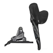 Zwart Sram Force CX1 hydraulische remhendel en remklauw voor cyclocross, zichtbaar met bedienings- en remonderdelen.