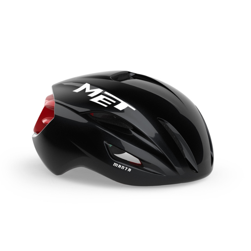 MET racefietshelm Manta Mips met aerodynamisch ontwerp en ventilatieopeningen, geschikt voor wielrenners.