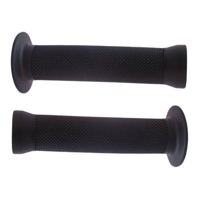 Zwarte M-Wave handvatten voor BMX en Fixie, 130 mm, comfortabele grip en duurzame rubber material.