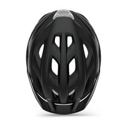Zwarte MET MTB helm Crossover voor urban en mountainbiken, maat M-L, zichtbare ventilatiegaten en comfortabele pasvorm.