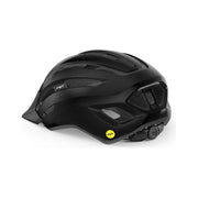 Zwarte MET Downtown MTB-helm met Mips, verstelbare maat 52-58 cm, veilig en lichtgewicht voor mountainbiken.