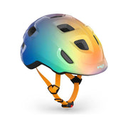 Kinderfietshelm MET Hooray in zwart met vlammenmotief, geschikt voor kinderen van 46-52 cm hoofdomtrek, veiligheid en comfort.
