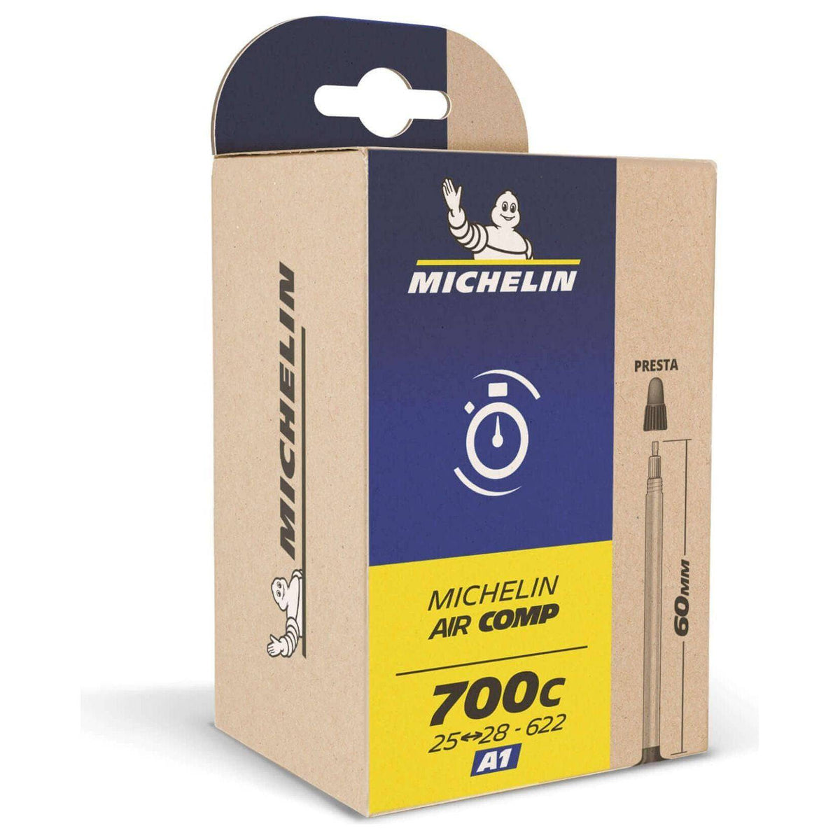 Michelin binnenband 28 inch Aircomp A3 met 48mm ventiel voor fiets, geschikt voor 28x1¼-1⅜ inch banden, met Presta ventiel