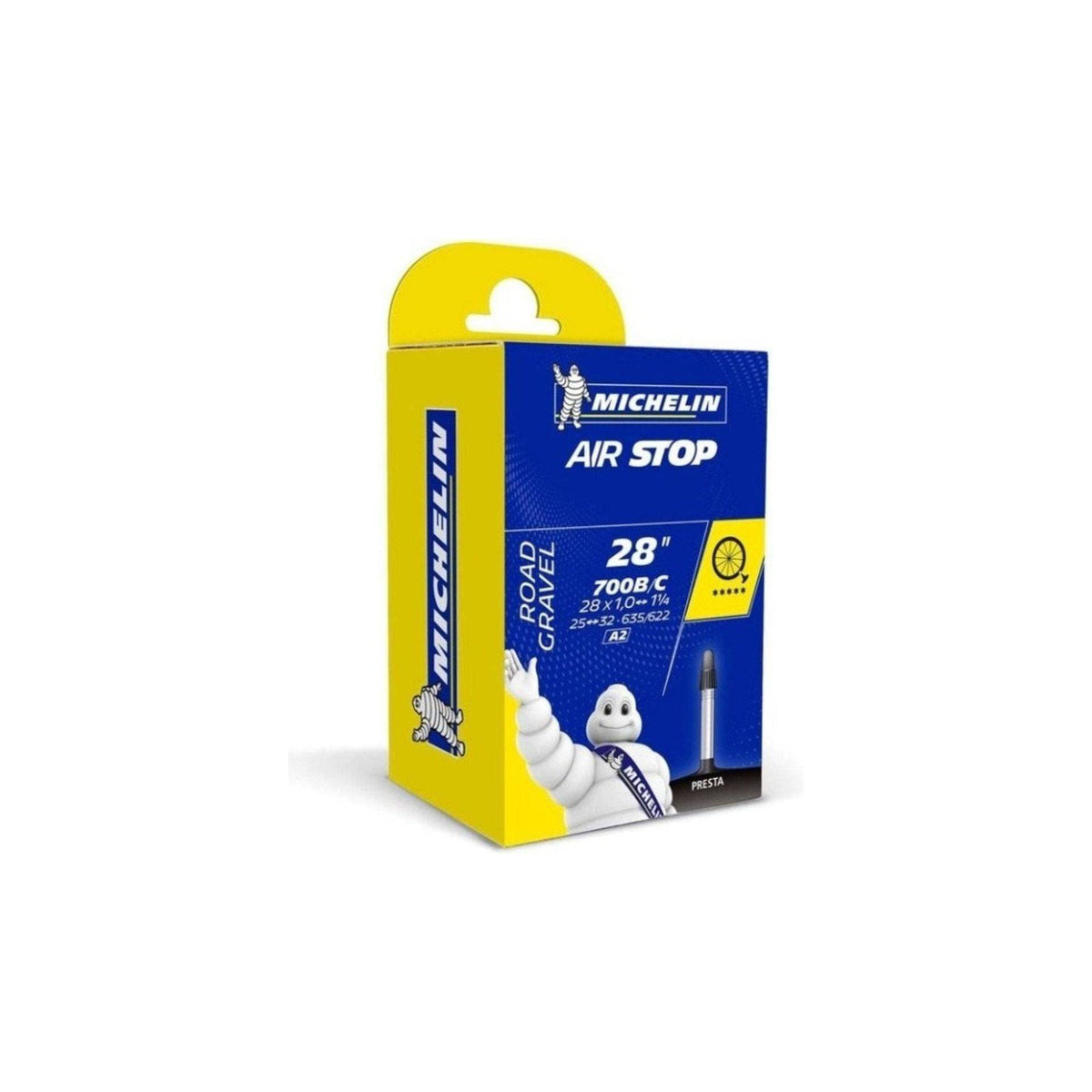 Michelin binnenband 28 inch Airstop A3, race gravel, 28x1 3/8-1 3/4 inch, 40mm ventiel, geschikt voor race en gravel fietsen.