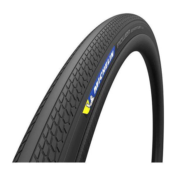Michelin Power Adventure 28-inch gravelband met zwart profiel, geschikt voor buitengebruik op gravel en avontuurlijke ritten.