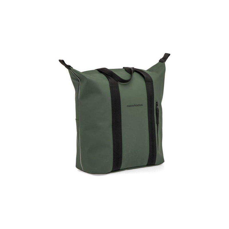 Groene New Looxs Odense Kota enkel fietstas van 24 liter, met afmetingen 45x18x36 cm, geschikt voor fietsgebruik.