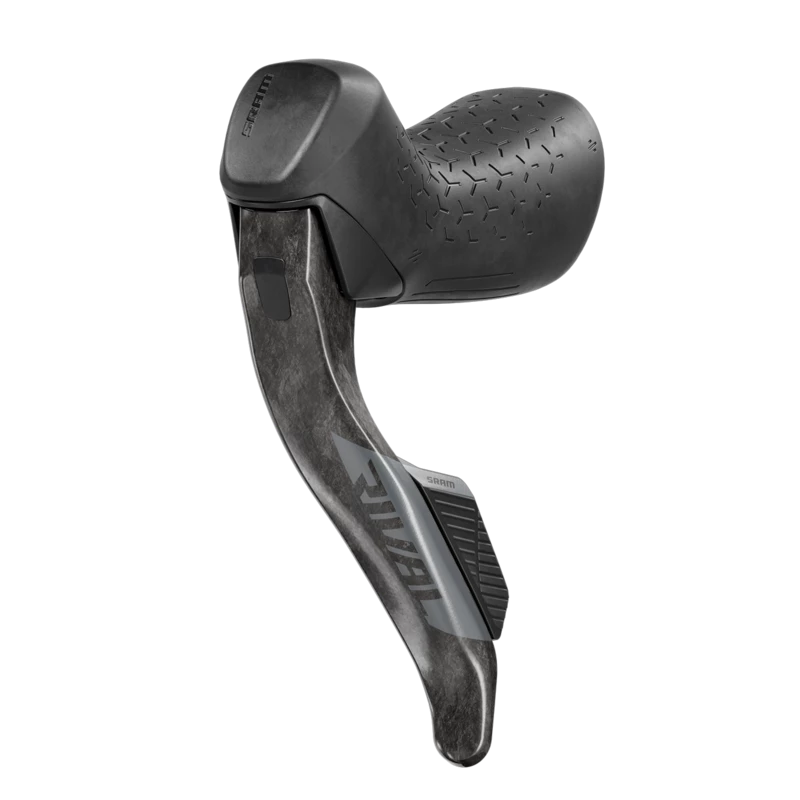 Sram Rival Axs E1 12/13V hydraulische shifters voor racefiets, zwart carbon, linkervoorbeeld met bedieningsknoppen