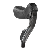 Zwart Sram Rival AXS E1 12/13V hydraulische shifters met carbon handgrepen, voor soepele 12-speed schakeling.