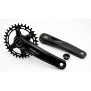 Shimano FC-MT510 MTB crankstel 1x12 snelheden in zwart, zichtbaar met kettingblad en trapas voor mountainbikes