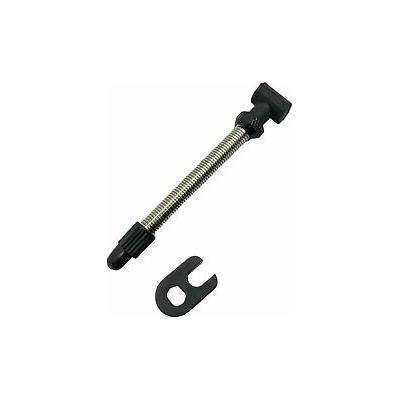 DT Swiss tubeless ventiel van 53 mm, geschikt voor racefietsen, zichtbaar in de afbeelding met zwarte afwerking en roestvrijstalen kern.