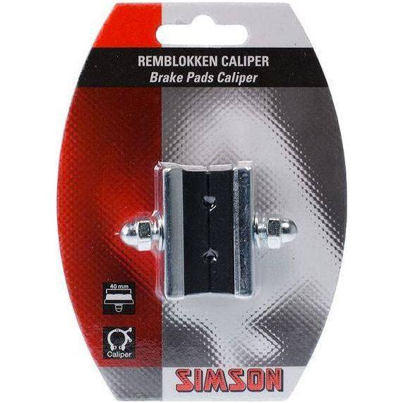 Simson remschoenen caliper 40mm, blauw metalen remonderdeel voor fietsen, zichtbaar op afbeelding.