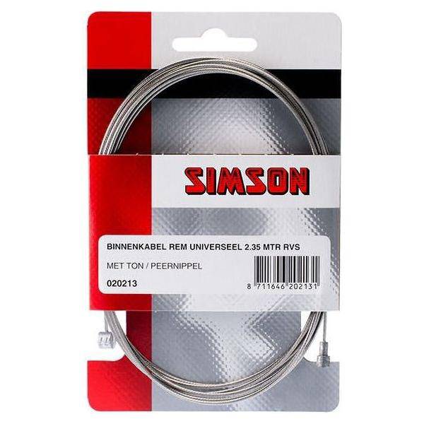 Simson universele rem binnenkabel RVS met 2 nippels, geschikt voor fietsreparatie, zichtbaar met kabel en bevestigingspunten