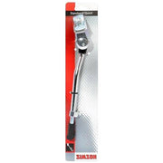 Simson standaard "Quick" voor fiets, stevig en zwart, bevestigd aan de onderkant van de fiets voor stabiliteit.