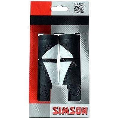 Simson ergonomische handvatten in zwart en wit, comfortabele handgrepen voor fiets of scooter, stijlvol en praktisch design