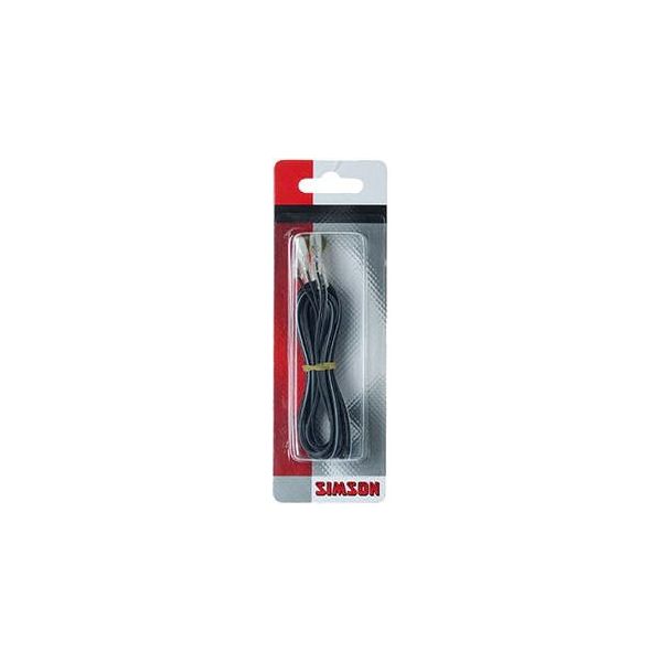 Simson verlichtingssnoer twee-aderig, zwart, geschikt voor verlichtingsaccessoires, zichtbaar met stekker en aansluitingen.