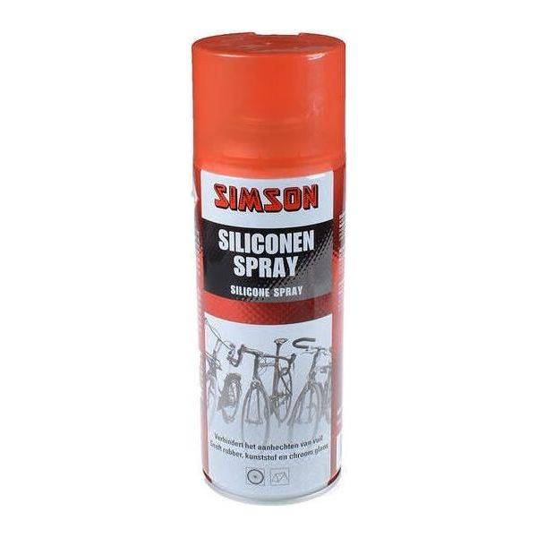 Simson Siliconen Spray 400ml, smeermiddel in sprayflacon met spuitkop voor soepel bewegen en bescherming.