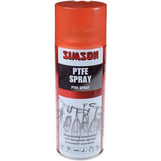 Simson PTFE spray smeermiddel in een sprayfles van 400 ml, ideaal voor smering en bescherming van mechanische onderdelen.