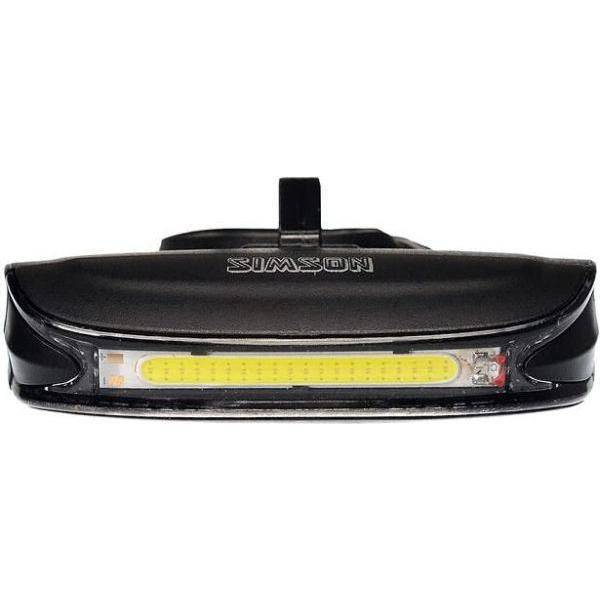 Simson USB LED-lamp 'Line' met 20 leds en 8 lux, witte koplamp voor fietsverlichting, zichtbaar op de afbeelding.