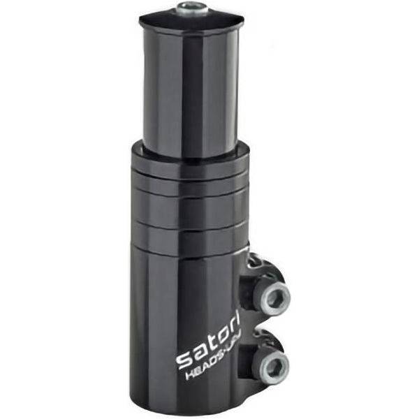 Satori Ahead stuurpen-adapter Up-4 met spacers in mat zwart, geschikt voor 1-1/8 inch stuurpennen, fietsaccessoire