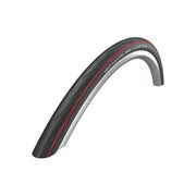 Schwalbe Lugano 2 K-Guard racefietsbanden, zwart met witte strepen, voor optimale snelheid en grip op de weg.