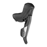 Zwarte Sram Apex D1 12-speed derailleur shifter met rechte hendel voor racefiets, zichtbaar met bedieningsmechanisme