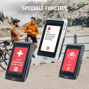 Sigma Rox 12.1 Evo fietsnavigatie set met sensoren in grijs, inclusief fietscomputer en sensoren voor route- en prestatietracking.