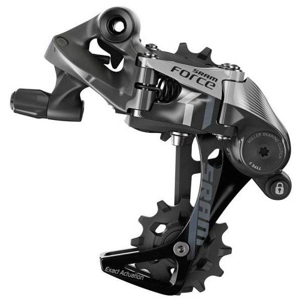 Sram Force 1 11-speed achterderailleur met lange kooi, grijs, voor racefietsen en mountainbikes