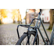 Steco Flow Voordrager Kroonboutmontage in mat zwart, geschikt voor retro-look fietsen, tot 15 kg draagvermogen