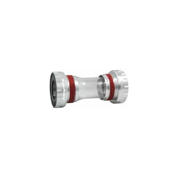 Zilveren Sunrace Trapas Sunrace BBRs S0 voor racefiets, aluminium, met Shimano compatibiliteit en 68/72 mm as.