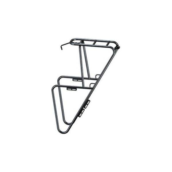 Zwart Tubus Grand Expedition voordrager voor 26/28 inch fietsen, robuust en geschikt voor bagage en fietstassen.