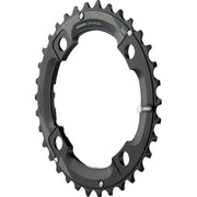 Zwart Sram kettingblad 34T voor 10-speed mountainbike, geschikt voor 2x10 versnellingen, zichtbaar op de afbeelding