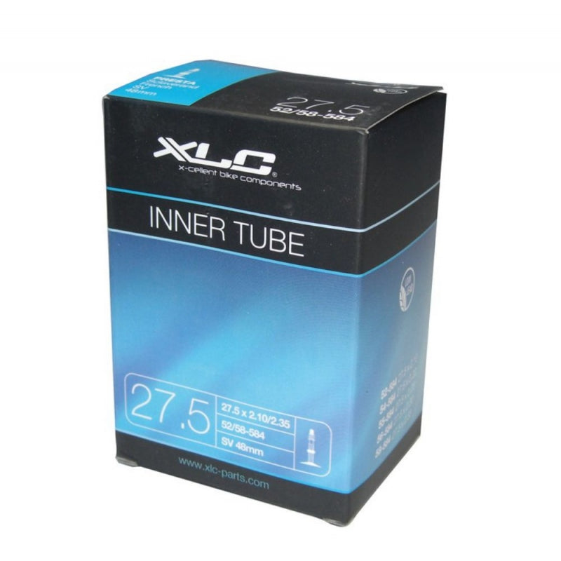 XLC binnenband 27,5 inch met 48mm ventiel, geschikt voor fietsbanden 27,5x2,10-2,35, zichtbaar op de afbeelding