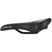 Zwart Terry Figura Max Gel damesfiets zadel voor stadsfietsen en E-bikes, comfortabel en geschikt voor dagelijks gebruik.