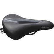 Terry Fisio Flex Max Gel dames fietszadel in zwart, comfortabel en ergonomisch voor stadsfietsen en e-bikes.