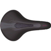 Zwart Terry Figura GT dames fietszadel, comfortabel stadsfiets en e-bike zadel voor dames, zacht en ergonomisch ontworpen.