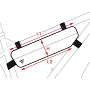 Zwarte Topeak Midloader fietstas voor frame, geschikt voor mountainbikes en racefietsen, zichtbaar op de afbeelding.