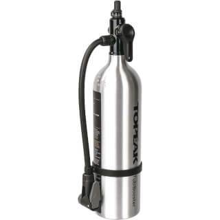 Topeak Tubibooster X tubeless pomp met digitale drukmeter en handvat voor fietsbanden, zwart en compact design