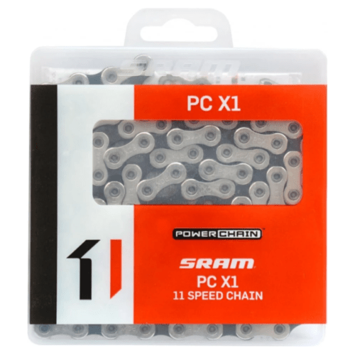 Sram PCX1 11-speed ketting in zilver en zwart met 118 schakels, geschikt voor fietssysteem met 11 versnellingen