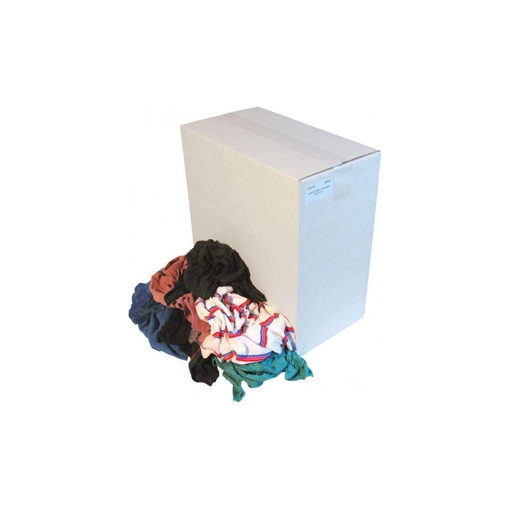 Set van Eurol bonte tricot poetsdoeken in doos van 10 kg, geschikt voor reinigen en poetsen.