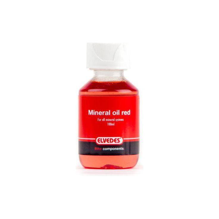 Elvedes Mineraalolie Universeel in rode fles, geschikt voor diverse toepassingen en onderhoud van machines.
