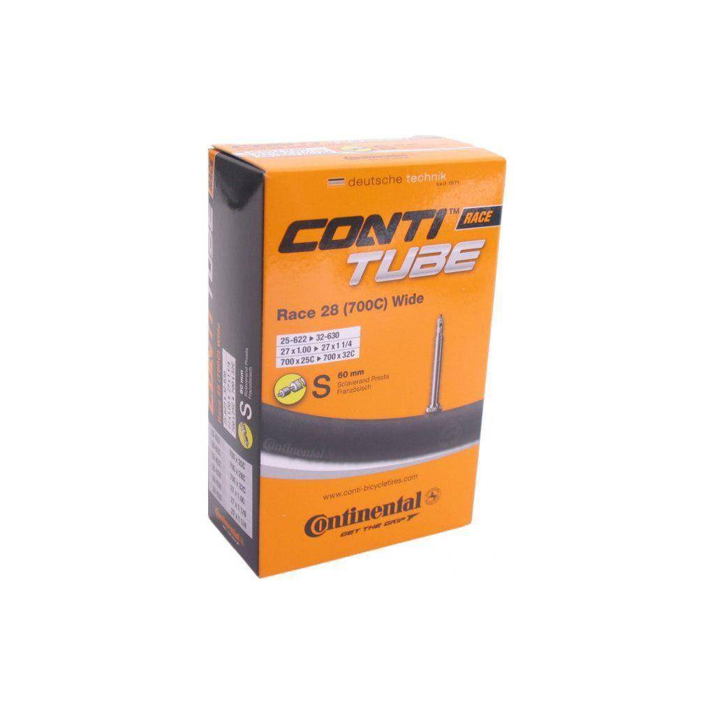 Continental 28-inch race binnenband voor training, geschikt voor 25-622 tot 32-630 banden, zichtbaar op de fiets.